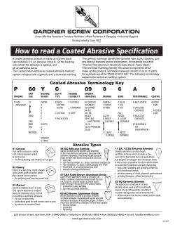 How to read a Coated Abrasive Specification GARDNER SCREW CORPORATION
