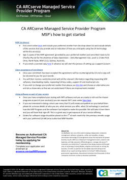 CA ARCserve Managed Service Provider Program MSP’s how to get started