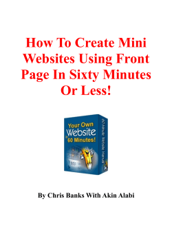 How To Create Mini Websites Using Front Page In Sixty Minutes Or Less!