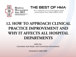 12. HOW TO APPROACH CLINICAL PRACTICE IMPROVEMENT AND DEPARTMENTS
