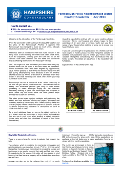 Farnborough Police Neighbourhood Watch Monthly Newsletter  -  July 2014