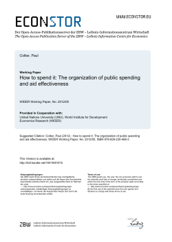 econ stor How to spend it: The organization of public spending