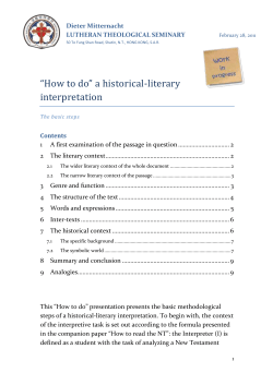 “How to do” a historical-literary interpretation