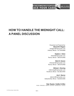 HOW TO HANDLE THE MIDNIGHT CALL:  A PANEL DISCUSSION 