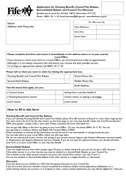 Application for Housing Benefit, Council Tax Rebate,