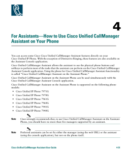 4 For Assistants—How to Use Cisco Unified CallManager Assistant on Your Phone