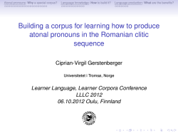 Building a corpus for learning how to produce sequence Ciprian-Virgil Gerstenberger