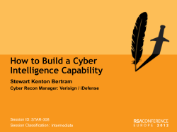 How to Build a Cyber Intelligence Capability Stewart Kenton Bertram
