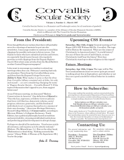 Page: 1 Corvallis Secular Society Newsletter