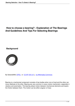 How to choose a bearing? - Explanation of The Bearings Background