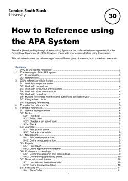 How to Reference using the APA System