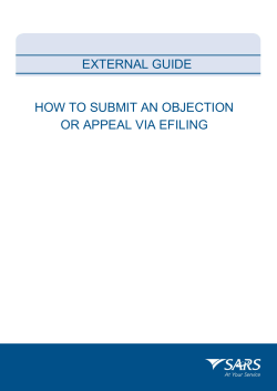 EXTERNAL GUIDE HOW TO SUBMIT AN OBJECTION OR APPEAL VIA EFILING
