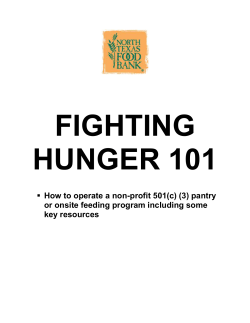 FIGHTING HUNGER 101 or onsite feeding program including some