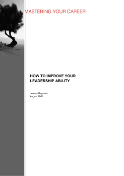 HOW TO IMPROVE YOUR LEADERSHIP ABILITY  Jeremy Raymond