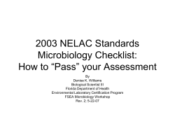 2003 NELAC Standards Microbiology Checklist: How to “Pass” your Assessment