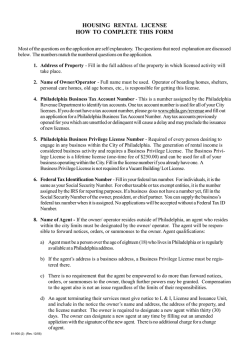 HOUSING RENTAL LICENSE HOW TO COMPLETE THIS FORM