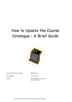 How to Update the Course Catalogue – A Brief Guide