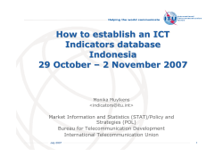 How to establish an ICT Indicators database Indonesia 29 October