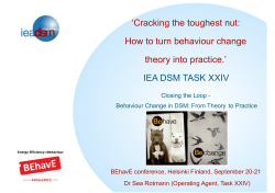 ‘Cracking the toughest nut: How to turn behaviour change theory into practice.’