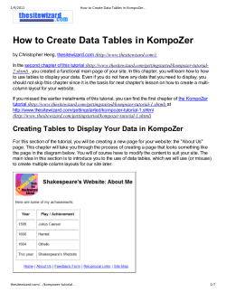 How to Create Data Tables in KompoZer