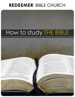 How to study THE BIBLE  REDEEMER