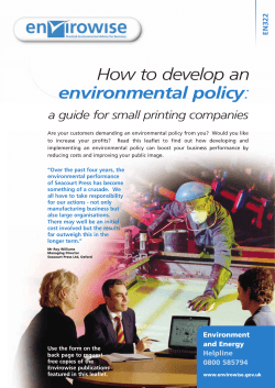 How to develop an environmental policy a guide for small printing companies EN322