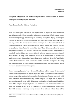 European  Integration  and  Labour  Migration ... employers’ and employees’ interests