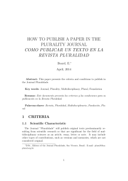 HOW TO PUBLISH A PAPER IN THE PLURALITY JOURNAL REVISTA PLURALIDAD