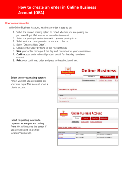 How to create an order in Online Business Account (OBA)