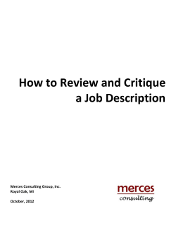 How to Review and Critique  a Job Description    Merces Consulting Group, Inc.  