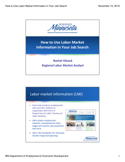 How to Use Labor Market Information in Your Job Search Rachel Vilsack