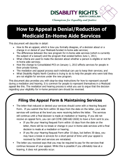 How to Appeal a Denial/Reduction of Medicaid In-Home Aide Services