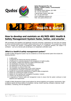 Qudos Management Pty. Ltd. Quality | Health &amp; Safety | Environmental management