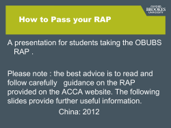 How to Pass your RAP RAP .