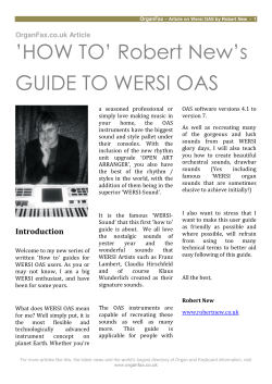 ’HOW TO’ Robert New’s GUIDE TO WERSI OAS
