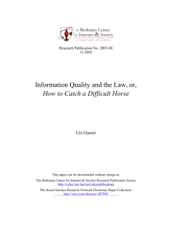 Information Quality and the Law, or,  Urs Gasser