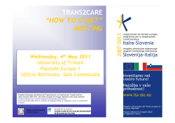 TRANS2CARE “HOW TO START” MEETING Wednesday, 4
