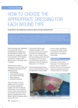HOW TO CHOOSE THE APPROPRIATE DRESSING FOR EACH WOUND TYPE Technical Guide