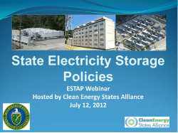 State Electricity Storage Policies ESTAP Webinar