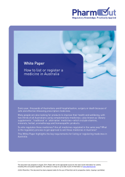 White Paper How to list or register a medicine in Australia