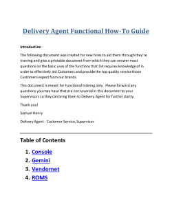 Delivery Agent Functional How-To Guide