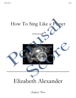 Elizabeth Alexander How To Sing Like a Planet Seafarer Press