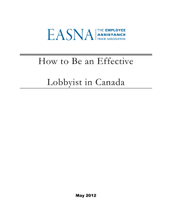 How to Be an Effective Lobbyist in Canada May 2012