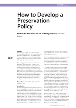How to Develop a Preservation Policy Guidelines From the nestor Working Group