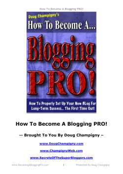 How To Become A Blogging PRO!  www.DougChampigny.com