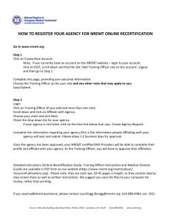 HOW TO REGISTER YOUR AGENCY FOR NREMT ONLINE RECERTIFICATION