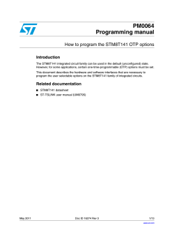 PM0064 Programming manual How to program the STM8T141 OTP options Introduction
