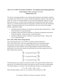 How to Use LS-OPT for Parameter Estimation – hot stamping... Arthur Shapiro, LSTC, Livermore, CA, USA.
