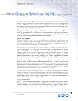 How to Choose an Optical Loss Test Set Application Note 021