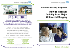 How to Recover Quickly from Major Colorectal Surgery Enhanced Recovery Programme